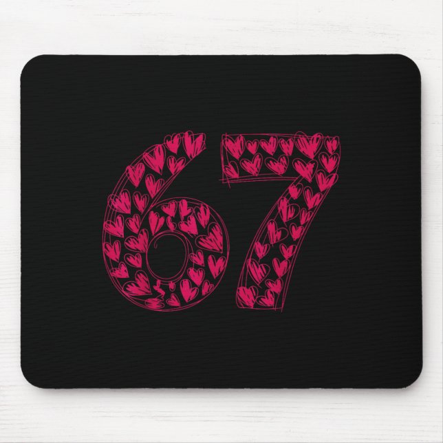 Six Seven Viral Sketch Heart 67 Cute Valentine Sch Mouse Pad (Front)