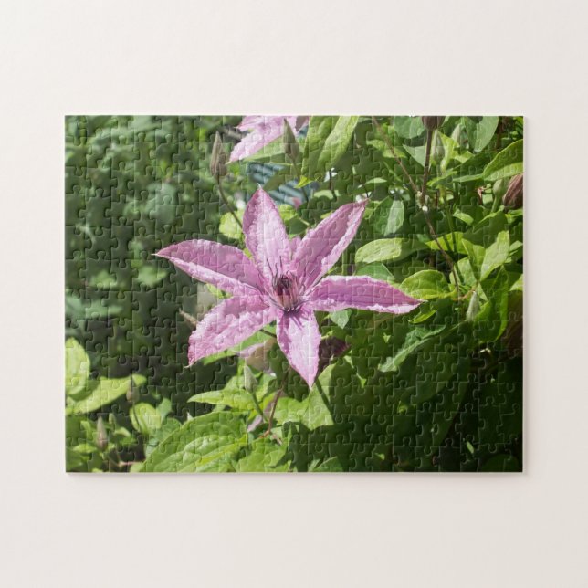 Six sided star shaped purple flower jigsaw puzzle (Horizontal)