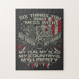 six things you donot mess with my family, my flag jigsaw puzzle