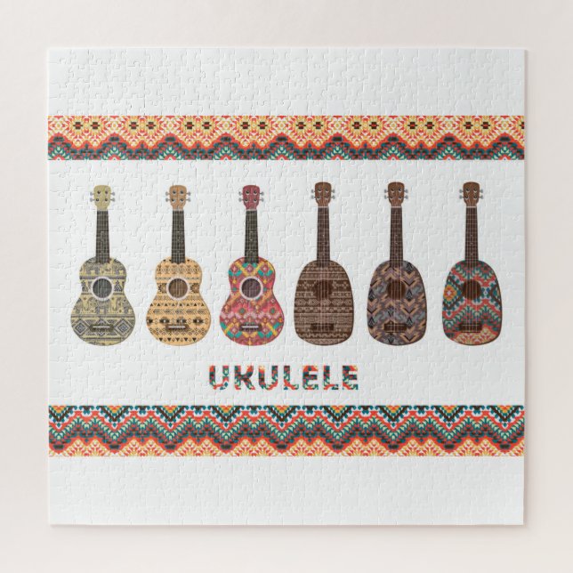 Six Ukulele Pattern Jigsaw Puzzle (Vertical)