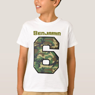 Six Year Old 6th Birthday Camo Custom Name V032 T-Shirt
