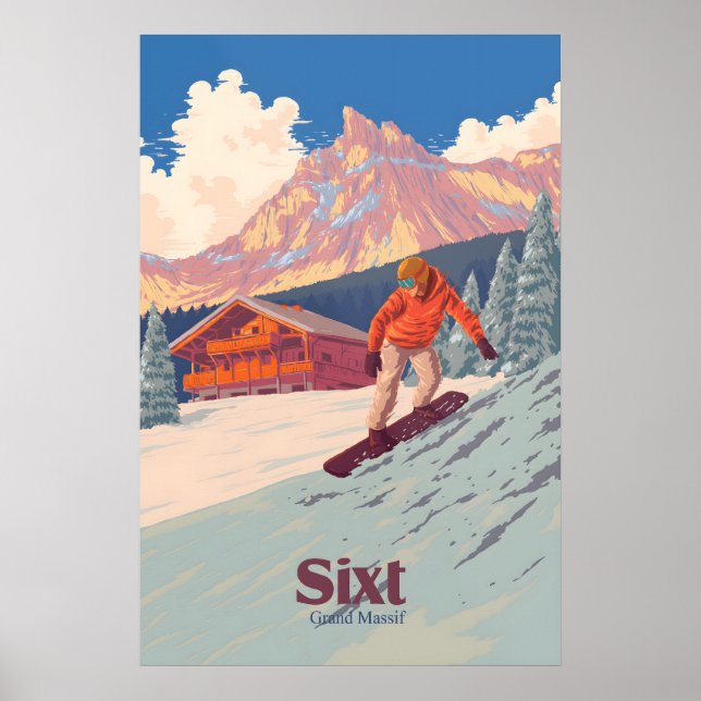 Sixt Snowboarding Travel Poster (Front)