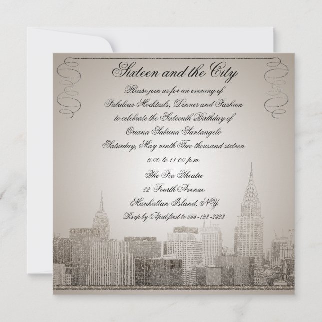Sixteen and the City Invitation (Front)