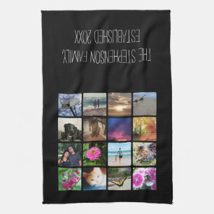 Sixteen Rounded Corners Photo Collage or Instagram Tea Towel