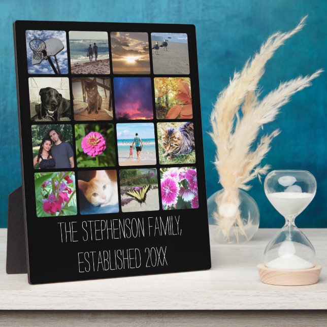 Sixteen Rounded Corners Square Photo Collage Plaque (Side)