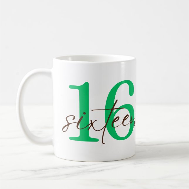 Sixteenth 16 Year Anniversary Personalization Coffee Mug (Left)