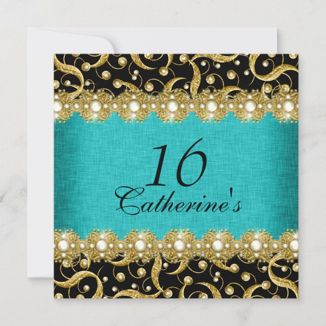 sixteenth birthday elegant any age celebration invitation (Front)