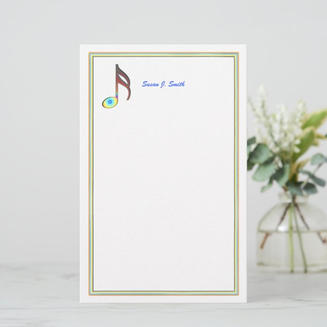 Sixteenth Music Note Stationery (Standing Front)