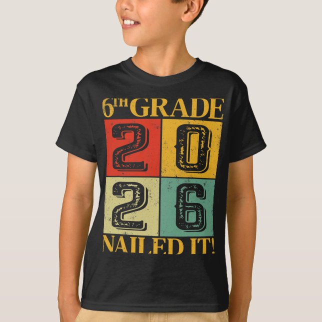Sixth 6th Grade Grad 2026 Retro Elementary School  T-Shirt (Front)