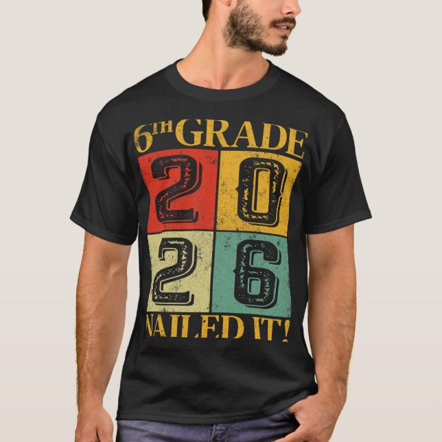 Sixth 6th Grade Grad 2026 Retro Elementary School  T-Shirt (Front)