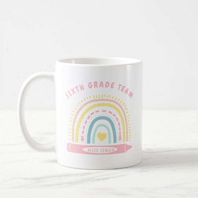 Sixth 6th grade Team Squad Teacher Back To School Coffee Mug (Left)