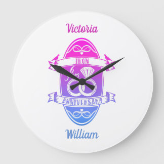 Sixth 6th wedding anniversary traditional iron large clock