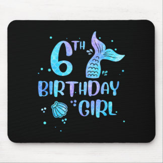 Sixth Birthday Girl Mermaid 6th Toddlers Back to Mouse Pad