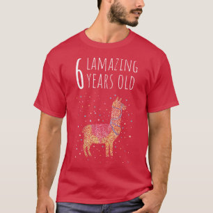 Sixth Birthday Six 6th Llama Alpaca T-Shirt