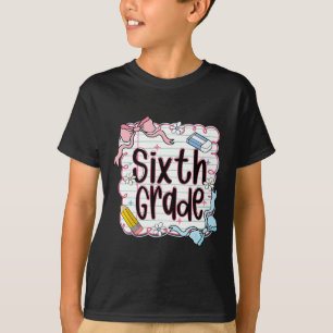 Sixth Grade Back To School For Girls Pink Notebook T-Shirt
