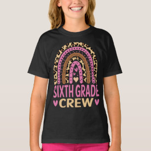 Sixth Grade Crew Rainbow Leopard Back To School T-Shirt