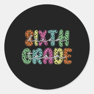 Sixth Grade Dalmatian Dots 6th Dream Team Back To Classic Round Sticker