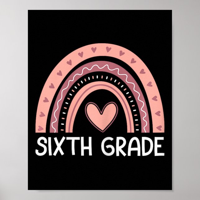 Sixth Grade Rainbow Team Hello 6th Grade Rocks Squ Poster (Front)