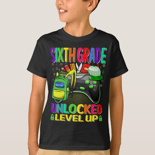 Sixth Grade Unlocked Level Up Video Game  T-Shirt (Front)
