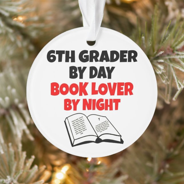 Sixth Grader Loves Reading Ornament (Tree)
