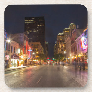 Sixth Street At Dusk In Downtown Austin, Texas Coaster
