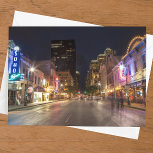 Sixth Street At Dusk In Downtown Austin, Texas Postcard