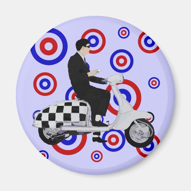 Sixties check mod scooter rider magnet (Front)
