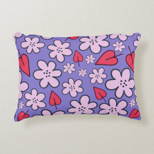 Sixties Flower Doodle Decorative Cushion