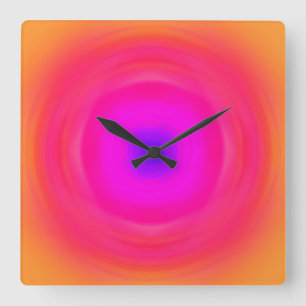 Sixties Gradient - Pink Blue Purple Orange Yellow Square Wall Clock