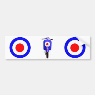 Sixties Look Scooter on Mod Target Bumper Sticker