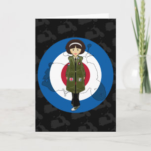 Sixties Mod Girl in Parka with Scooter Card