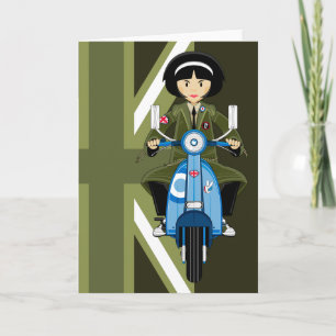 Sixties Mod Girl in Parka with Scooter Card