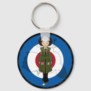 Sixties Mod Girl in Parka with Scooter Keychain