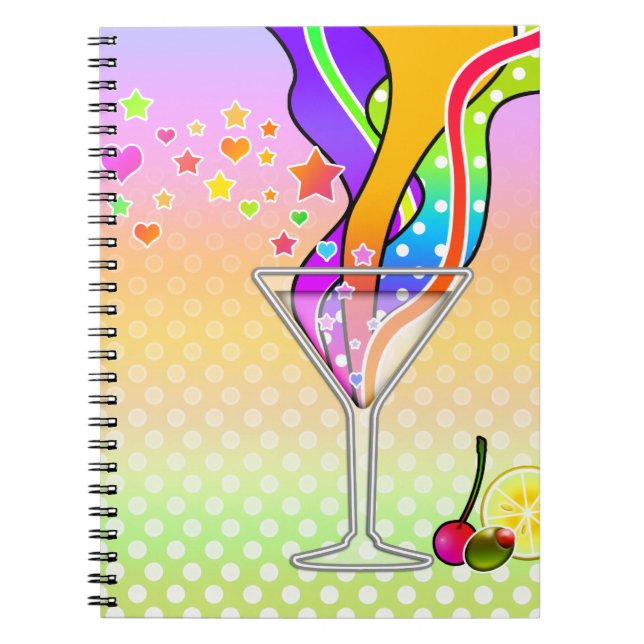 SIXTIES POP ART STYLE MARTINI SPIRAL NOTEBOOK (Front)