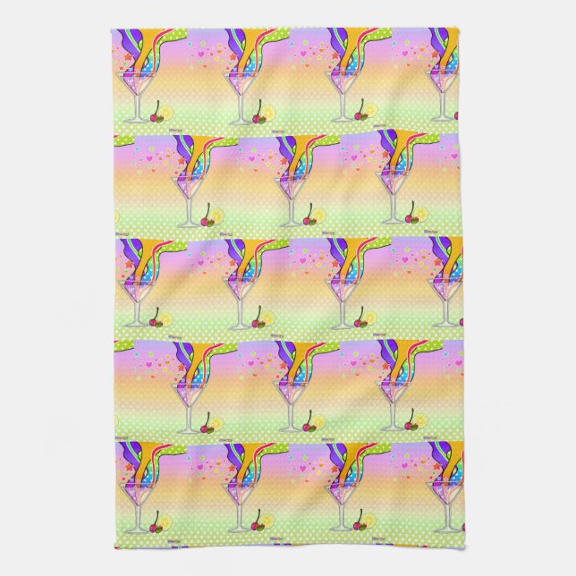 SIXTIES POP ART STYLE MARTINI TEA TOWEL (Vertical)