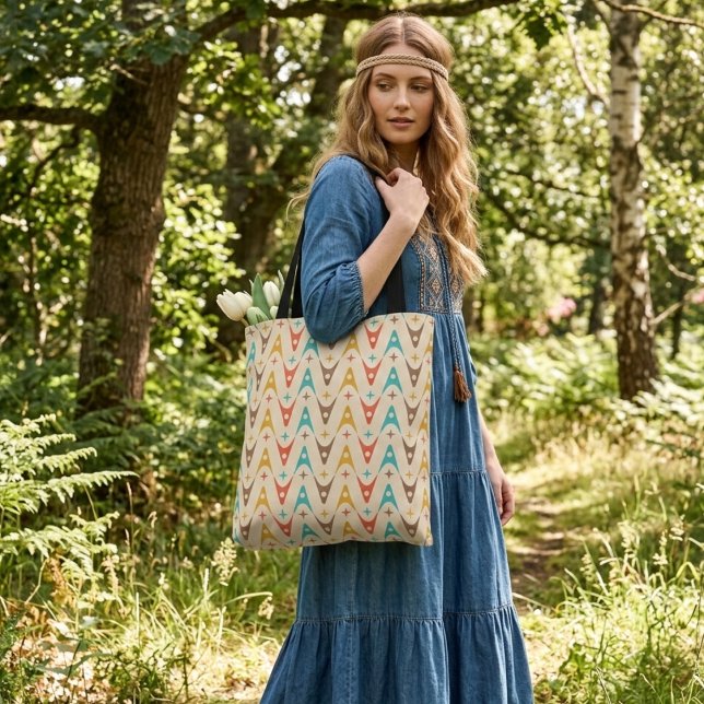 Sixties retro pattern colourful shopping bag  (Creator Uploaded)