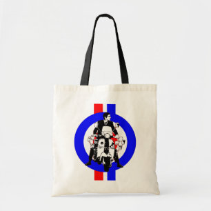 Sixties Scooter Rider on target and stripes Tote Bag
