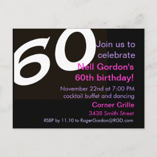 Sixtieth Birthday Party Invitation 60th Postcard