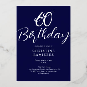 Sixtieth Birthday Party Navy Blue Silver Photo 