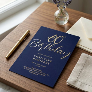 Sixtieth Birthday Party Rich Navy Blue Gold Photo