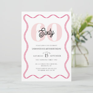 Sixtieth Retro Wavy Borders 60th Birthday Invitation