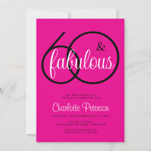 Sixty and Fabulous 60th Birthday Party Pink Invitation