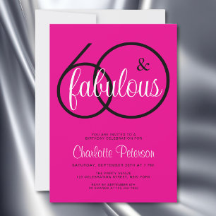Sixty and Fabulous 60th Birthday Party Pink Invitation