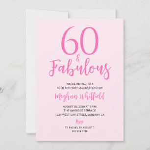 Sixty and Fabulous Blush Pink 60th Birthday Party Invitation