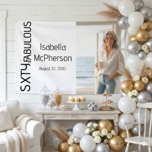 Sixty and Fabulous Bold Black Photo 60th Party Banner