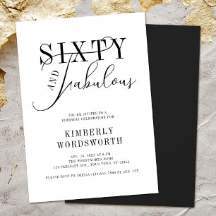 Sixty and Fabulous Elegant Script 60th Birthday Invitation
