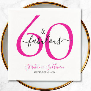 Sixty and Fabulous Name Date 60th Birthday Party Napkin