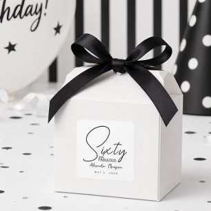 Sixty and Fabulous Name Date 60th Birthday Party Square Sticker