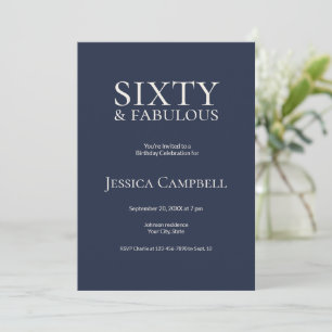Sixty and Fabulous Navy & Cream 60th Birthday Invitation