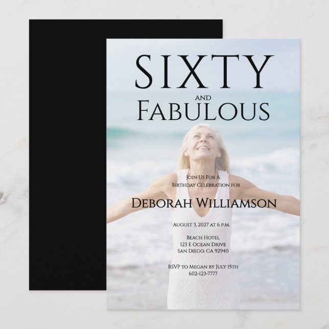 Sixty and Fabulous Photo 50th Birthday Party  Invitation (Front/Back)